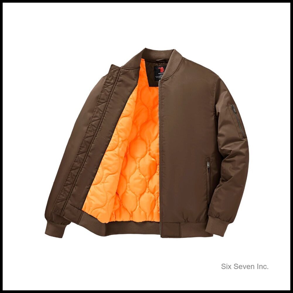Men's Bomber Jacket Quilted Insulation Windbreaker Stylish Casual Padded Coat
